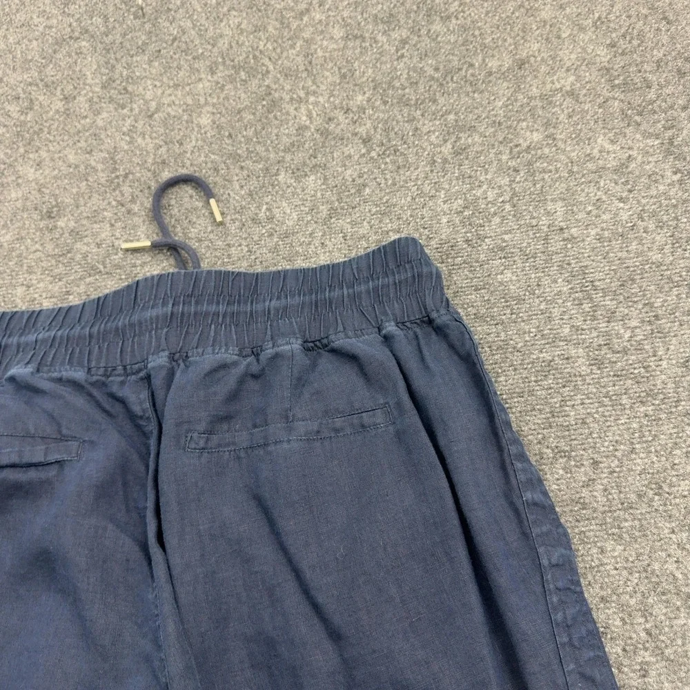 Quince Pants Womens L Blue Linen Wide Leg Drawstring Casual Summer